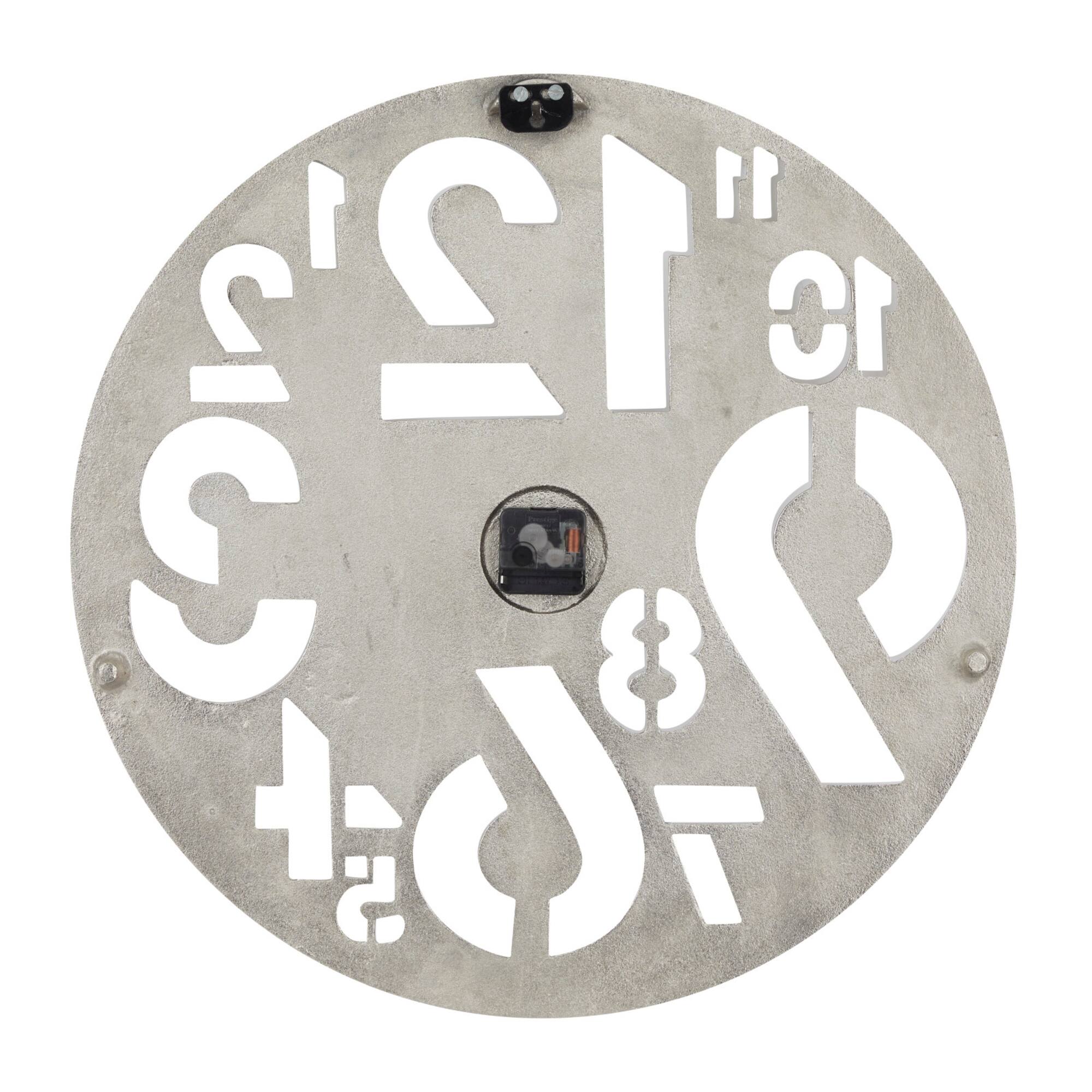 Silver Aluminum Contemporary Wall Clock, 24" x 24" x 2"